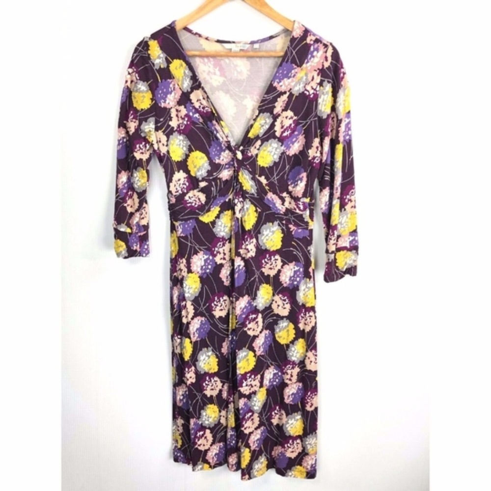 Boden Surplice Dress 12 Purple Floral